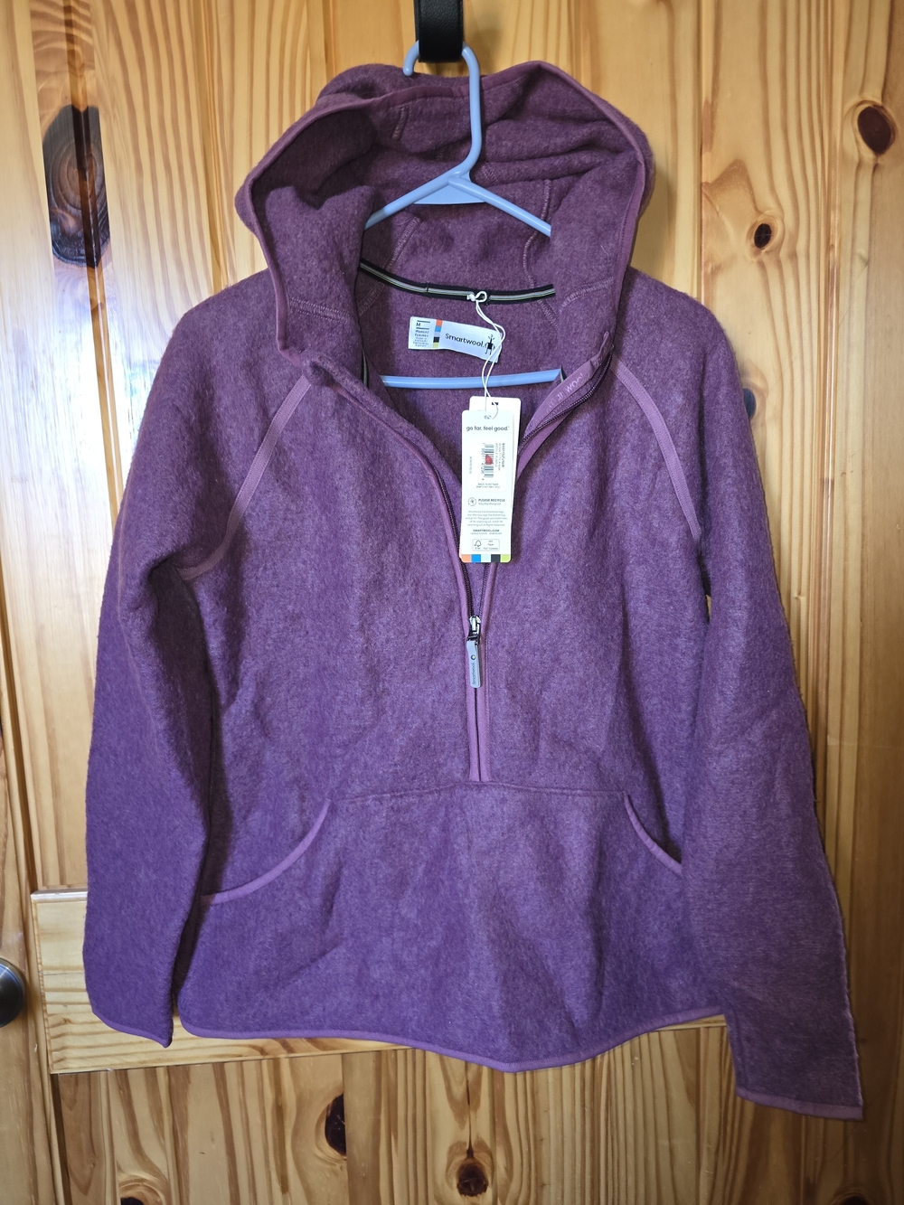 Womens M Smartwool Purple Hooded Half-Zip Fleece Pullover